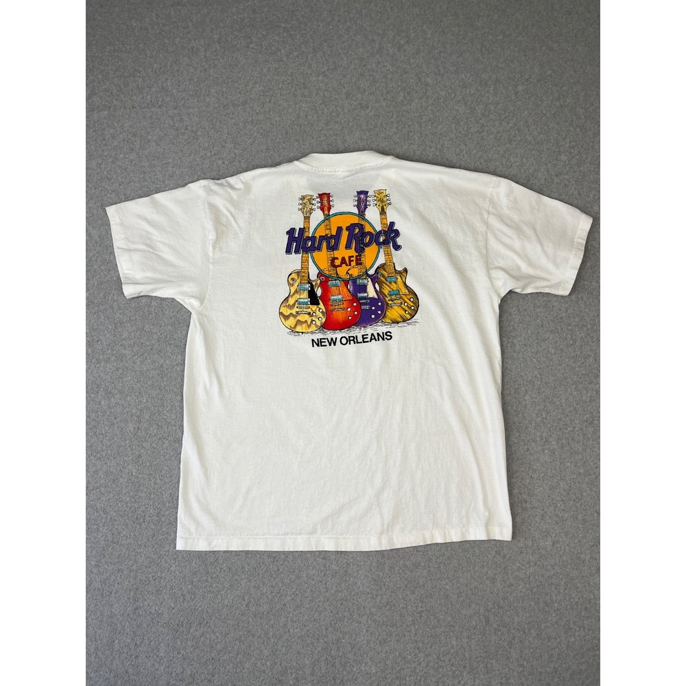 Vintage Hard Rock Cafe Shirt Mens 2XL White New Orleans Made USA Short Sleeve